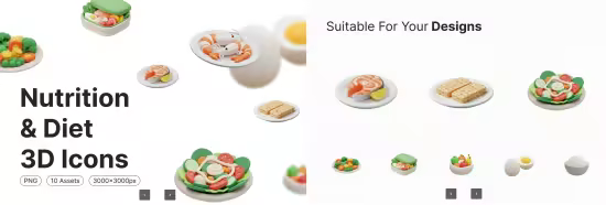 EE - Nutrition &amp; Diet 3D Icons FSR5G9E