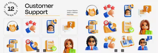 EE - Customer Support 3D Icon Set D447U4N