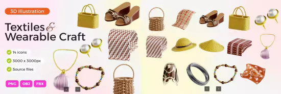 EE - Textiles & Wearable Craft 3D Icon Set WNQV3Y6