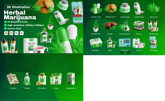 EE - Herbal Marijuana - 3D Icon Set 59JFSNA