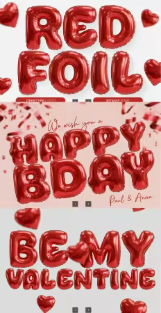 EE - Red Foil - Valentine's Day Balloon Font N9BJ3CA