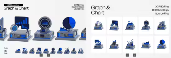EE - Graph &amp; Chart 3D Icon Set 86GP544