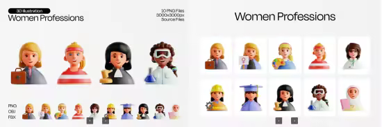 EE - Women Professions 3D Icon Set RTDX472