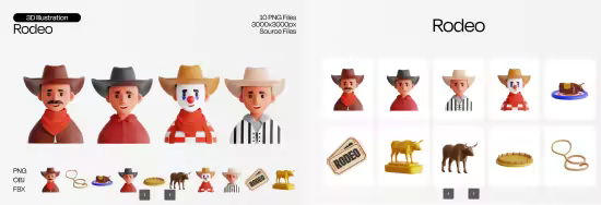 EE - Rodeo 3D Icon Set LAD39Z7