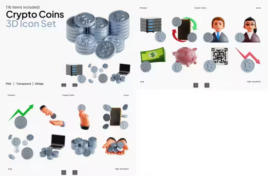 EE - Crypto Coin 3D Icon Set LSEWUYW