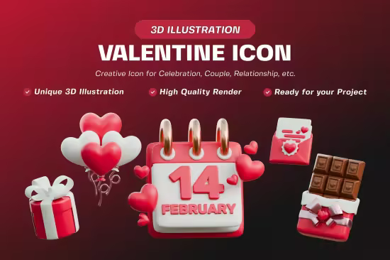 EE - Valentine Icon 3D Illustration Pack XNZMUSW