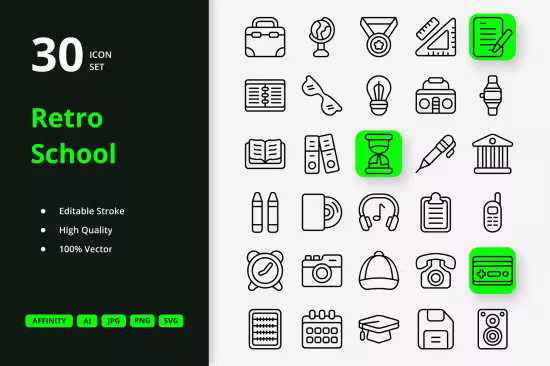 EE - Retro School Icons 68BAY5P