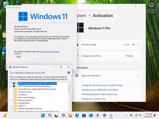 Windows 11 Pro 25H2 Build 26200.7623 (No TPM Required) With Office 2024 Pro Plus Multilingual Preactivated January 2026