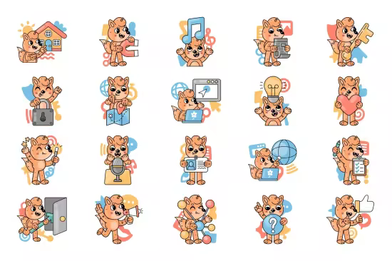 EE - Cute Fox Web Navigation &amp; User Support Characters N86FS5U