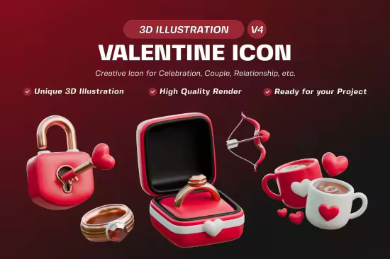 EE - Valentine Icon 3D Illustration Pack V4 8H542H9