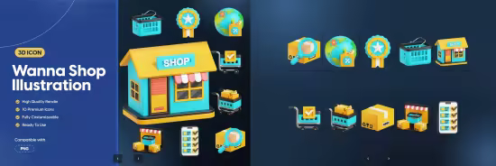 EE - 3D Icon Wanna Shop Illustration MQR2YBC