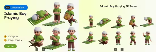 EE - 3D Islamic Boy Praying Character 8YN49MK