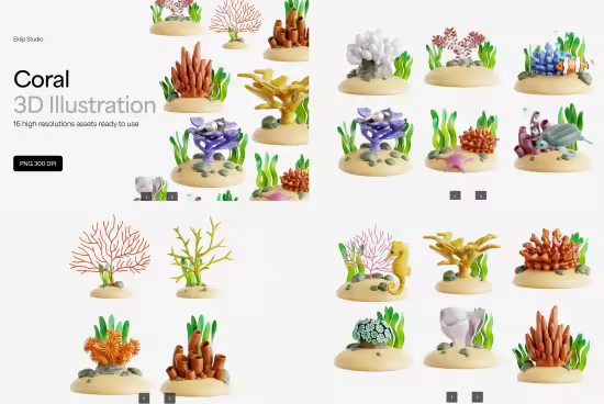 EE - Coral 3D Icon Set 33A92WW