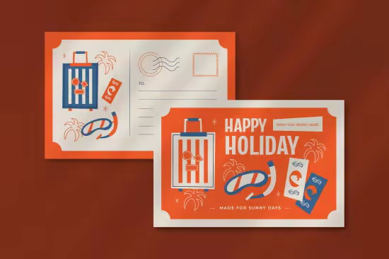 EE - Retro Style Holiday Travel Postcard Template 01 7LWFRM8