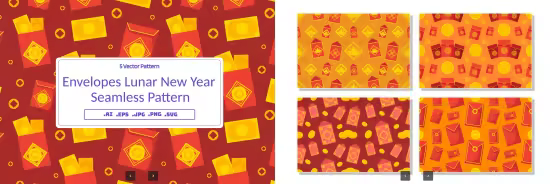 EE - Red Envelopes Lunar New Year Seamless Pattern YGGYJ23