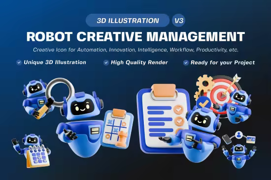 EE - Robot Creative Management 3D Illustration Pack V3 E488UF6