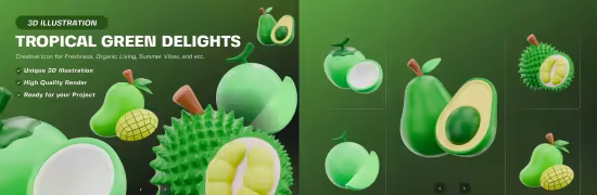 EE - Tropical Green Delights 3D Illustration Pack PU93M4A