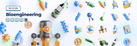 EE - Bioengineering 3D Icon Set FECG6AD