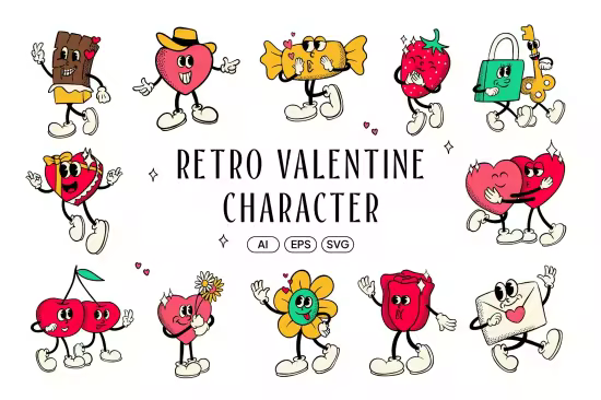 EE - Retro Valentine Character HE8Y4QJ