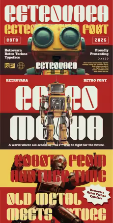 EE - Retrovara Retro Techno Display Font XXU9HCL