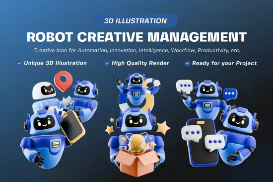 EE - Robot Creative Management 3D Illustration Pack KQ8WTEJ