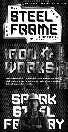 EE - Steel Frame Modern Industrial Font 246XY7F