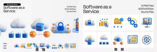 EE - Software as a Service 3D Icon Set S53AD9B