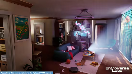 Unreal Engine Marketplace - Stylized New York Gaming Room ( Interior Modular NYC Environment) (5.2+)