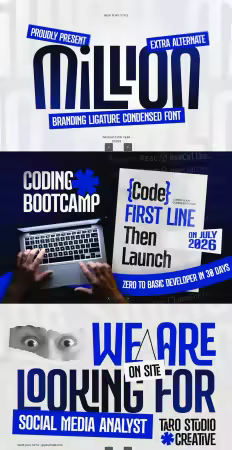 EE - Million - Branding Ligature Condensed Font MJFV7KT