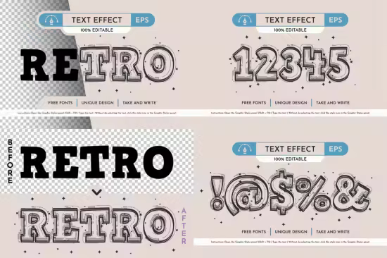 Retro Star - Editable Text Effect for Illustrator