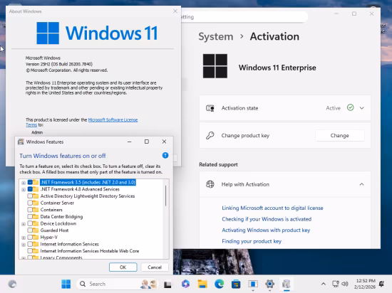 Windows 11 Enterprise/Iot Enterprise 25H2 Build 26200.7840 (No TPM Required) Multilingual Preactivated February 2026
