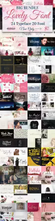 BIG BUNDLE - Lovely Font Collections - 20 Premium Fonts