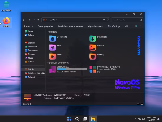 Windows 11 Pro Lite 25H2 Build 26200.7623 NovaOS Edition