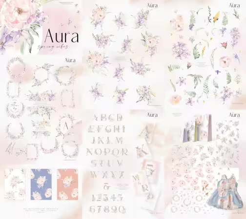 Aura Spring Vibes - Spring Flowers Clipart