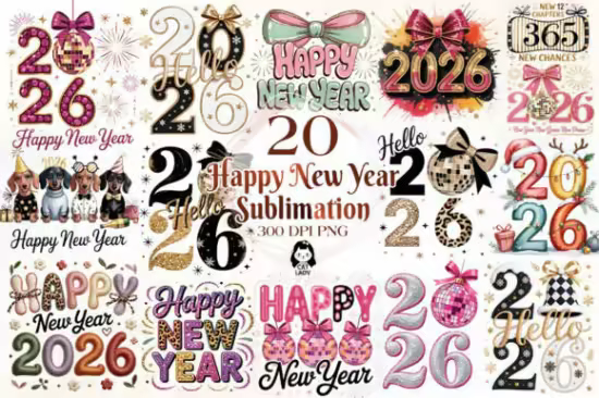 Happy New Year 2026 Sublimation Bundle