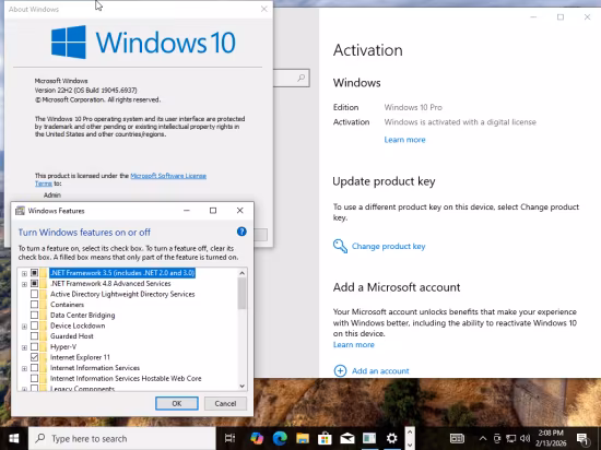 Windows 10 Pro 22H2 build 19045.6937 Preactivated Multilingual February 2026