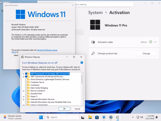 tiny11 Core 25H2 Build 26200.7840 Multilingual Preactivated