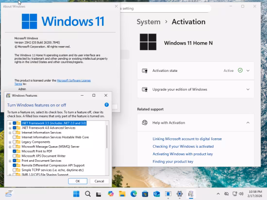 Windows 11 Aio 16in1 25H2 Build 26200.7840 (No TPM Required) With Office 2024 Pro Plus Multilingual Preactivated February 2026