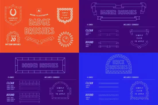 Logo Badge Pattern Brushes for Illustrator