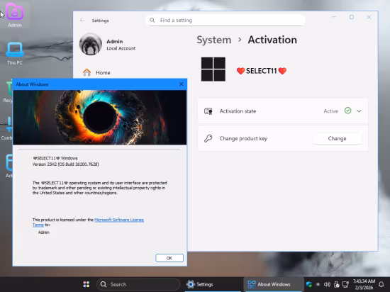 Windows 11 Pro Lite 25H2 Build 26200.7462 Select 11 Edition