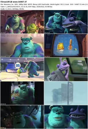 Monsters, Inc 2001 1080p 10bit 60FPS Bluray x265 Dual Audio Hindi+English DD 5.1 Esub -DUS-