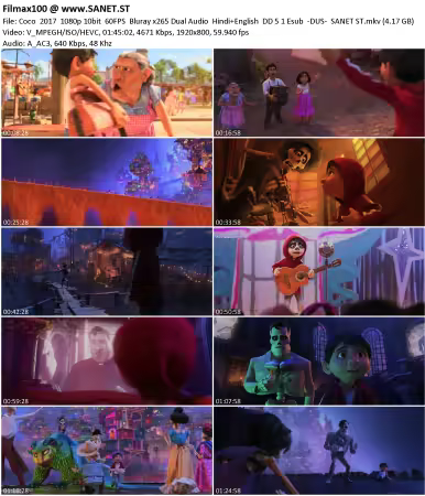 Coco 2017 1080p 10bit 60FPS Bluray x265 Dual Audio Hindi+English DD 5.1 Esub-DUS-