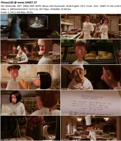 Ratatouille 2007 1080p 10bit 60FPS Bluray x265 Dual Audio Hindi+English DD5.1 Esub -DUS-