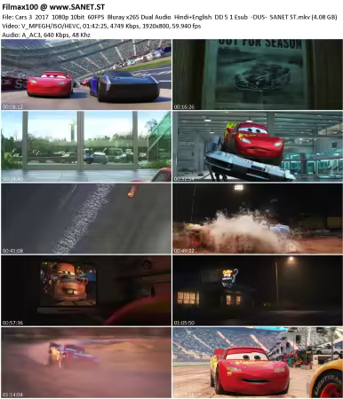 Cars 3 2017 1080p 10bit 60FPS Bluray x265 Dual Audio Hindi+English DD 5.1 Esub-DUS-
