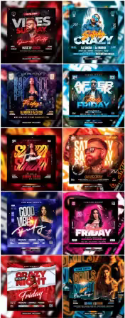 Flyer social media post, psd banner set vol 246