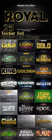 Stylish luxury text effects - 25 vector illustrations