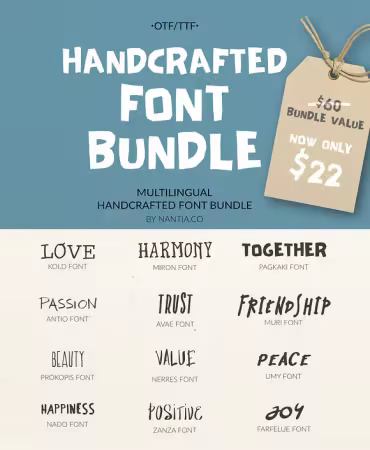 Handwritten Font Bundle Pack - 17 Premium Fonts