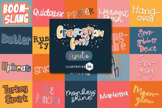 Craftsman Font Bundle - 20 Premium Fonts