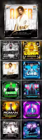 Flyer social media post, psd banner set vol 206