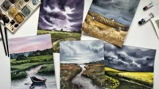 5 Watercolor Landscapes: Painting Sky and Foreground